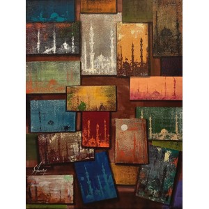 S. A. Noory, 18 x 24 Inch, Acrylic on Canvas, Cityscape Painting, AC-SAN-236 S. A. Noory, 18 x 24 Inch, Acrylic on Canvas, Cityscape Painting, AC-SAN-236